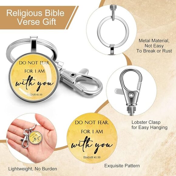 NWT Fumete Inspirational Bible Verse Brown Keychain Luke 1:37 - Picture 7 of 12